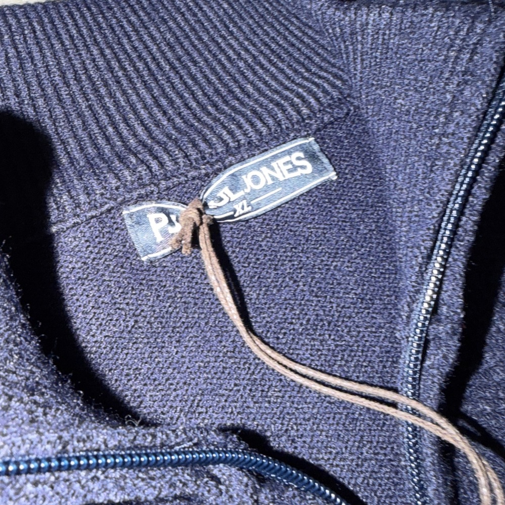 Paul Jones Sweater Mens XL Extra Large Blue Full Zip Mock Neck Casual NWT - Picture 6 of 7